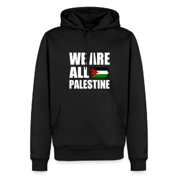 We are all palestine - Men’s Premium Organic Hoodie - black - Front - Nico (187cm)