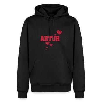 Geschenkidee Artur - Männer Premium Bio Hoodie - Schwarz - Vorne - Nico (187cm)
