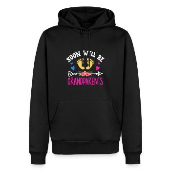 Bald werden wir Oma und Opa, Wir werden Großeltern - Männer Premium Bio Hoodie - Schwarz - Vorne - Nico (187cm)