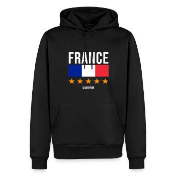 France champion - Sweat à capuche Premium bio Homme - noir - Devant - Nico (187cm)