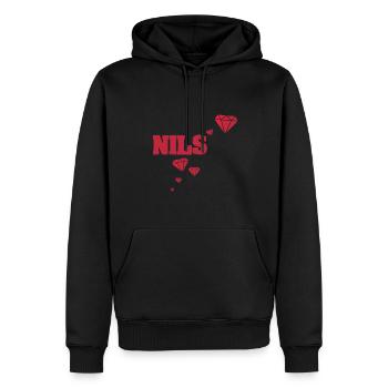 Vorname Nils - Männer Premium Bio Hoodie - Schwarz - Vorne - Nico (187cm)