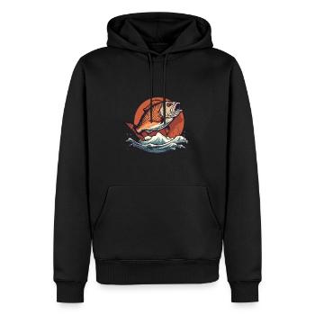Édition Angler - Sweat à capuche Premium bio Homme - noir - Devant - Nico (187cm)