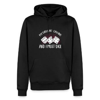 Jeu de dés Bunco - Sweat à capuche Premium bio Homme - noir - Devant - Nico (187cm)