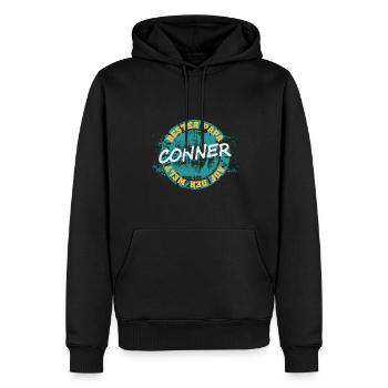Conner als Vatertag - Männer Premium Bio Hoodie - Schwarz - Vorne - Nico (187cm)