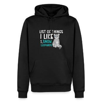 Schneeleopard - Männer Premium Bio Hoodie - Schwarz - Vorne - Nico (187cm)