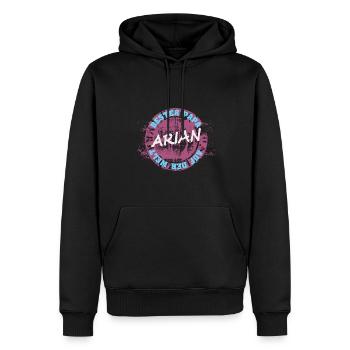 Arian - Männer Premium Bio Hoodie - Schwarz - Vorne - Nico (187cm)
