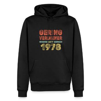 Dicton 1978 - Sweat à capuche Premium bio Homme - noir - Devant - Nico (187cm)
