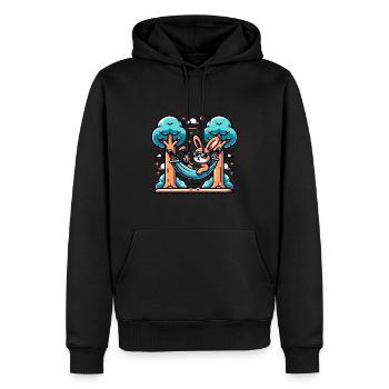Lapin détendu dans le ciel d’été - Sweat à capuche Premium bio Homme - noir - Devant - Nico (187cm)