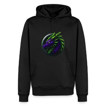 Dragon fantastique dans le style néon – Fantasy Design - Sweat à capuche Premium bio Homme - noir - Devant - Nico (187cm)