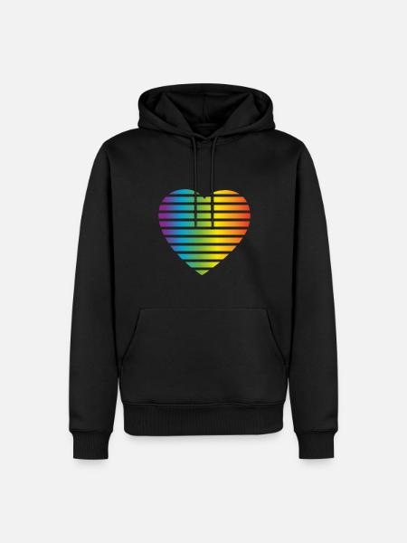 00504 LGTBI heart rainbow - Men’s Premium Organic Hoodie - black