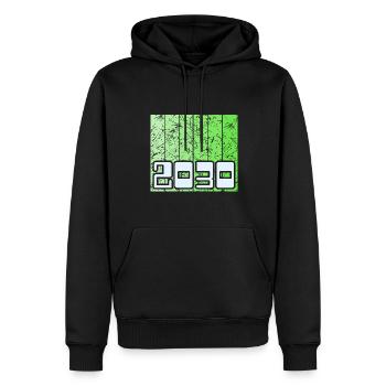 Année 2030 - Sweat à capuche Premium bio Homme - noir - Devant - Nico (187cm)