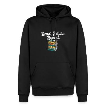 Bibliothécaire Lire Retour Répéter Bibliothécaire Livre - Sweat à capuche Premium bio Homme - noir - Devant - Nico (187cm)