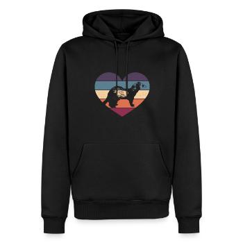 Vintage Heart Cute Weasel Ferret Animal Lover - Männer Premium Bio Hoodie - Schwarz - Vorne - Nico (187cm)