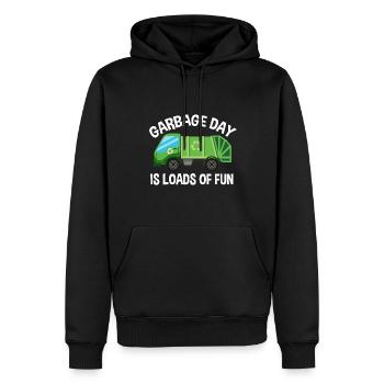 Camions à ordures, journée des ordures, collecte des ordures - Sweat à capuche Premium bio Homme - noir - Devant - Nico (187cm)