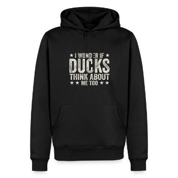 Funny Wonder If Rubber Ducks Think About Me Too Du - Männer Premium Bio Hoodie - Schwarz - Vorne - Nico (187cm)