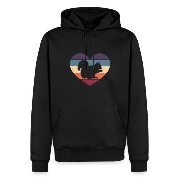 Retro Squirrel Vintage Heart Animal Forest - Männer Premium Bio Hoodie - Schwarz - Vorne - Nico (187cm)