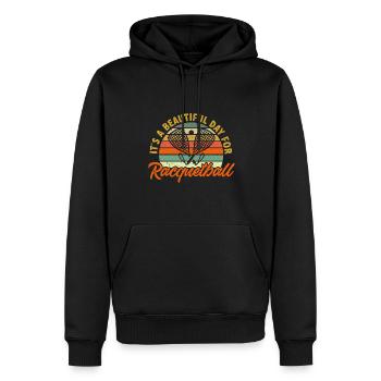 Joueur de racquetball Racquetball - Sweat à capuche Premium bio Homme - noir - Devant - Nico (187cm)