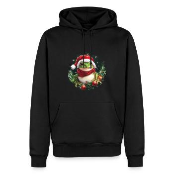 Frösche Weihnachten / Weihnachtsmann Frosch - Männer Premium Bio Hoodie - Schwarz - Vorne - Nico (187cm)