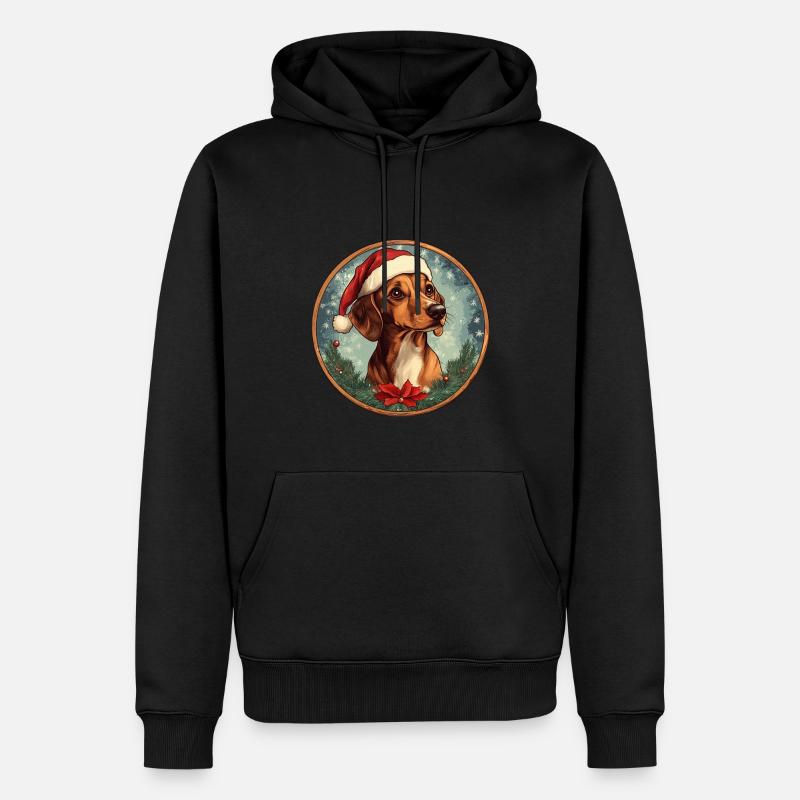 Teckel du Père Noël - Sweat à capuche Premium bio Homme - noir