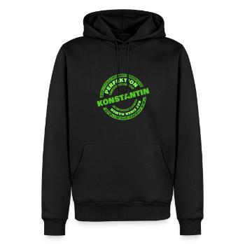 Perfektion Konstantin - Männer Premium Bio Hoodie - Schwarz - Vorne - Nico (187cm)