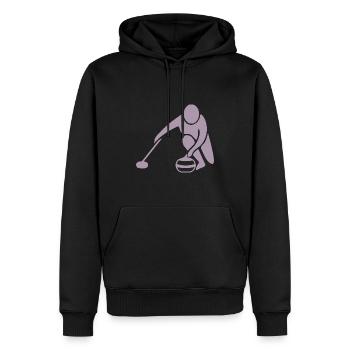 Minimalistisches Curling Silhouette Sport - Männer Premium Bio Hoodie - Schwarz - Vorne - Nico (187cm)