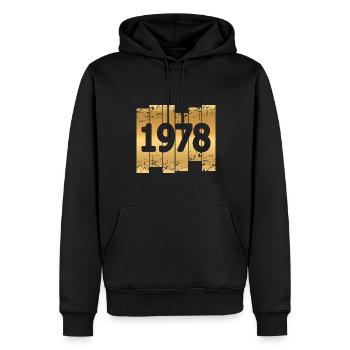 Année 1978 - Sweat à capuche Premium bio Homme - noir - Devant - Nico (187cm)