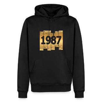 Gold 1987 - Männer Premium Bio Hoodie - Schwarz - Vorne - Nico (187cm)