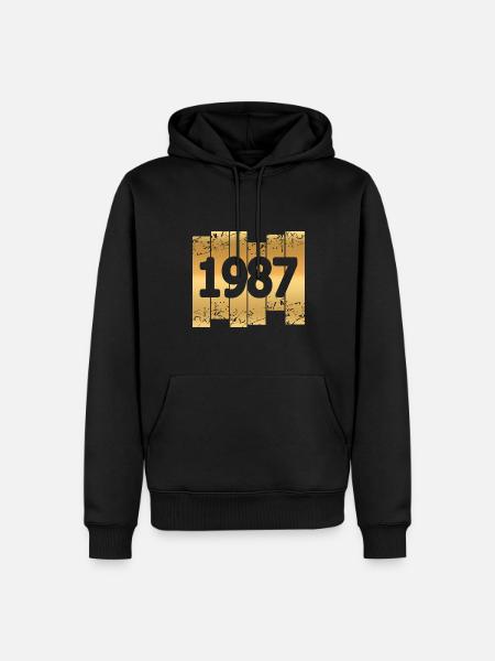 Gold 1987 - Männer Premium Bio Hoodie - Schwarz