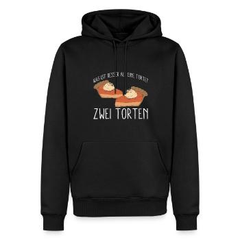 Was ist besser als eine Torte? Zwei Torten Lieblib - Männer Premium Bio Hoodie - Schwarz - Vorne - Nico (187cm)