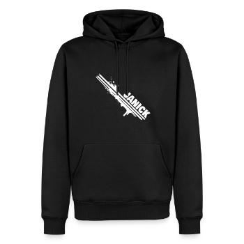 Cadeau pour Janick - Sweat à capuche Premium bio Homme - noir - Devant - Nico (187cm)