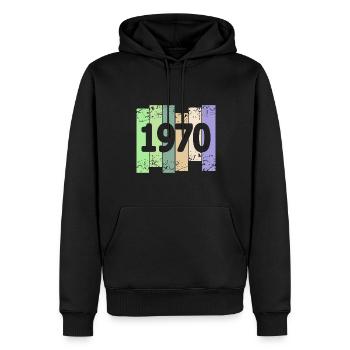 Œuvre d’art 1970 - Sweat à capuche Premium bio Homme - noir - Devant - Nico (187cm)