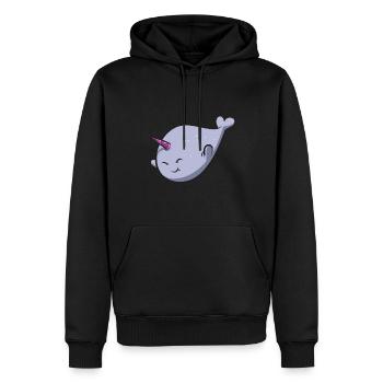 Narwal Einhornwal - Männer Premium Bio Hoodie - Schwarz - Vorne - Nico (187cm)