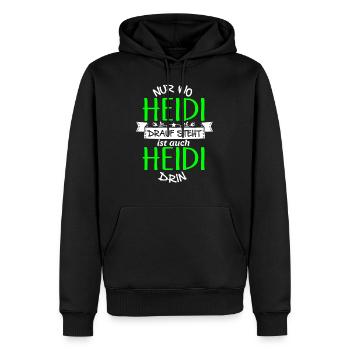 HEIDI die Echte - Männer Premium Bio Hoodie - Schwarz - Vorne - Nico (187cm)