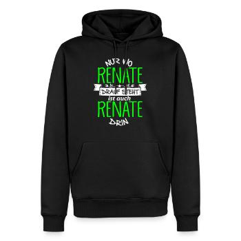 RENATE die Echte - Männer Premium Bio Hoodie - Schwarz - Vorne - Nico (187cm)