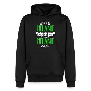 MELANIE die Echte - Männer Premium Bio Hoodie - Schwarz - Vorne - Nico (187cm)