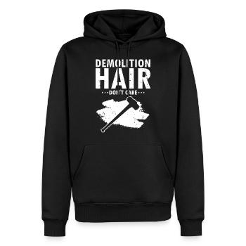 Démolition et rénovation de maisons - Sweat à capuche Premium bio Homme - noir - Devant - Nico (187cm)