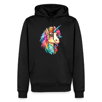 Jolie licorne - Sweat à capuche Premium bio Homme - noir - Devant - Nico (187cm)