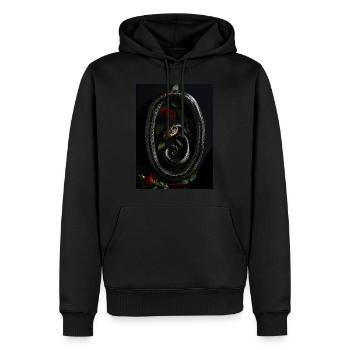 Un serpent noir et une rose rouge - Sweat à capuche Premium bio Homme - noir - Devant - Nico (187cm)