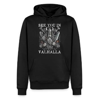 Rendez-vous au Valhalla - Sweat à capuche Premium bio Homme - noir - Devant - Nico (187cm)