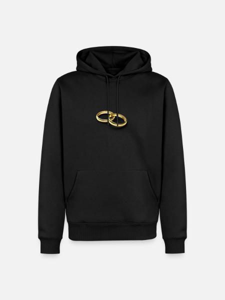 Bagues or - Sweat à capuche Premium bio Homme - noir