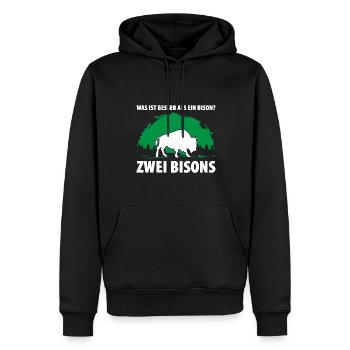Was ist besser als ein Bison? Zwei Bisons - Männer Premium Bio Hoodie - Schwarz - Vorne - Nico (187cm)