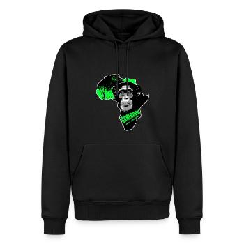 Cameroun - Chimpanzés - Sweat à capuche Premium bio Homme - noir - Devant - Nico (187cm)