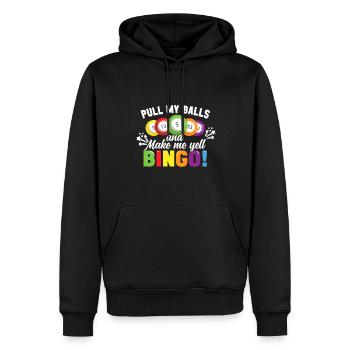 Joueur de bingo interrogez-moi sur la conception du bingo chanceux - Sweat à capuche Premium bio Homme - noir - Devant - Nico (187cm)