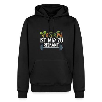 Vegan Ist Mir Zu Riskant Fitness Bodybuilding - Männer Premium Bio Hoodie - Schwarz - Vorne - Nico (187cm)