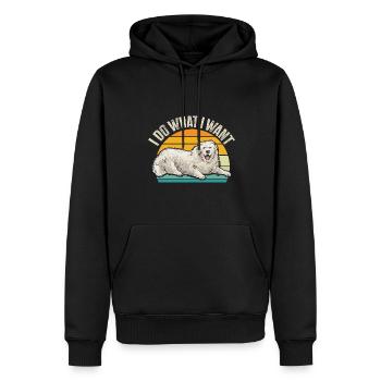Grand chien pyrénéen - Sweat à capuche Premium bio Homme - noir - Devant - Nico (187cm)