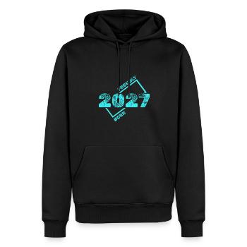 Né en 2027 - Sweat à capuche Premium bio Homme - noir - Devant - Nico (187cm)