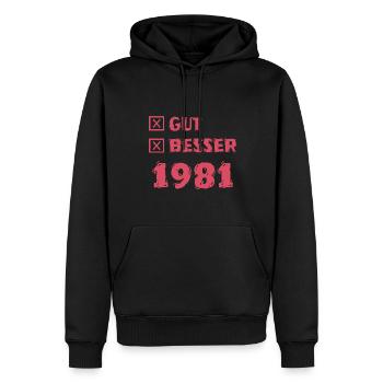 Jahr 1981 - Männer Premium Bio Hoodie - Schwarz - Vorne - Nico (187cm)