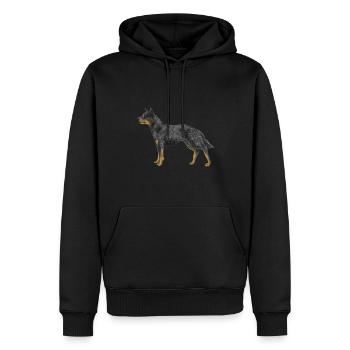 Bouvier australien Red Blue Heeler - Sweat à capuche Premium bio Homme - noir - Devant - Nico (187cm)