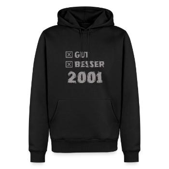 Jahr 2001 - Männer Premium Bio Hoodie - Schwarz - Vorne - Nico (187cm)