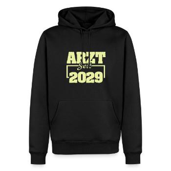 2029 - Männer Premium Bio Hoodie - Schwarz - Vorne - Nico (187cm)